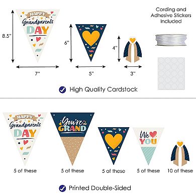 Big Dot Of Happiness Happy Grandparents Day Grandma & Grandpa Party Triangle Banner 30 Pc