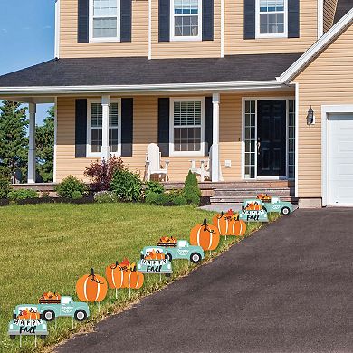 Big Dot of Happiness Happy Fall Truck - Lawn Outdoor Harvest Pumpkin Party Yard Decor 10 Pc