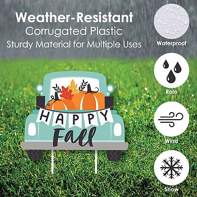 Big Dot of Happiness Happy Fall Truck - Lawn Outdoor Harvest Pumpkin Party Yard Decor 10 Pc