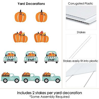 Big Dot of Happiness Happy Fall Truck - Lawn Outdoor Harvest Pumpkin Party Yard Decor 10 Pc