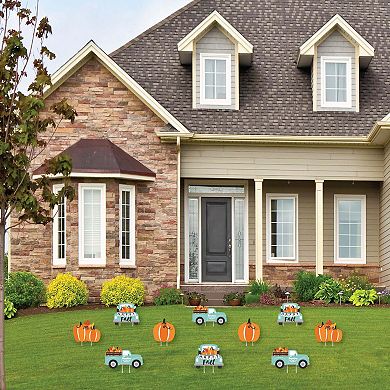 Big Dot of Happiness Happy Fall Truck - Lawn Outdoor Harvest Pumpkin Party Yard Decor 10 Pc