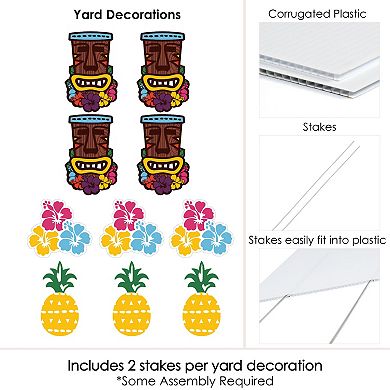 Big Dot of Happiness Tiki Luau - Lawn Outdoor Tropical Hawaiian Summer Party Yard Decor 10 Pc