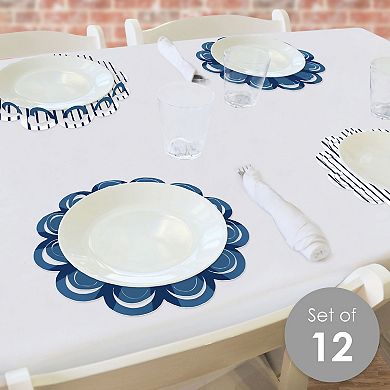 Big Dot Of Happiness Navy Stripes - Simple Party Decorations - Paper Chargers - 12 Ct