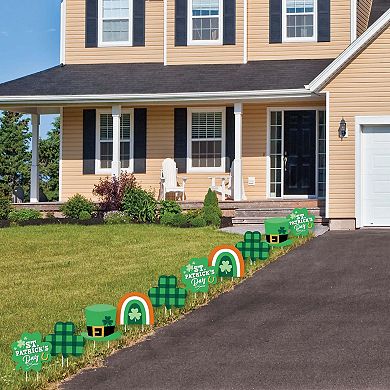 Big Dot of Happiness Shamrock St. Patrick’s Day Hat, Rainbow Decor Party Yard Decor 10 pc