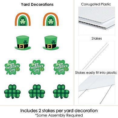 Big Dot of Happiness Shamrock St. Patrick’s Day Hat, Rainbow Decor Party Yard Decor 10 pc