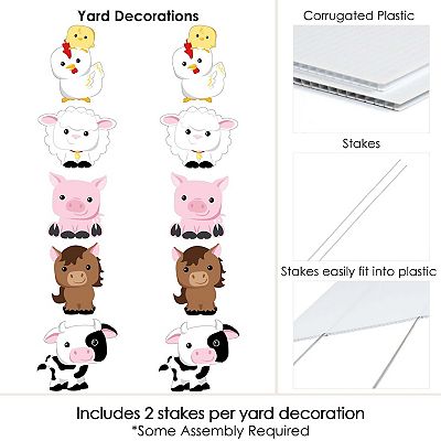 Big Dot Of Happiness Girl Farm Animals Cutouts - Set Of 20 Pink Barnyard Party Decor For Baby Shower Or Birthday
