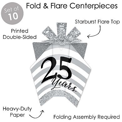 Big Dot Of Happiness We Still Do 25th Wedding Anniversary - Fold & Flare Centerpieces - 10 Ct