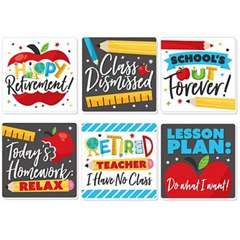Big Dot Of Happiness Teacher Retirement - Funny Retirement Party Decor - Drink Coasters 6 ct