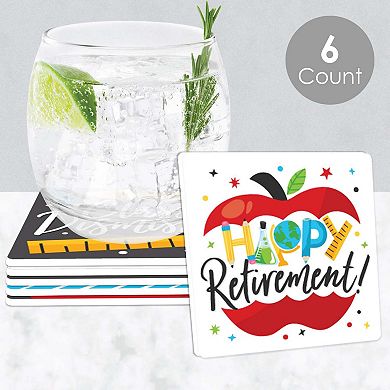 Big Dot Of Happiness Teacher Retirement - Funny Retirement Party Decor - Drink Coasters 6 Ct