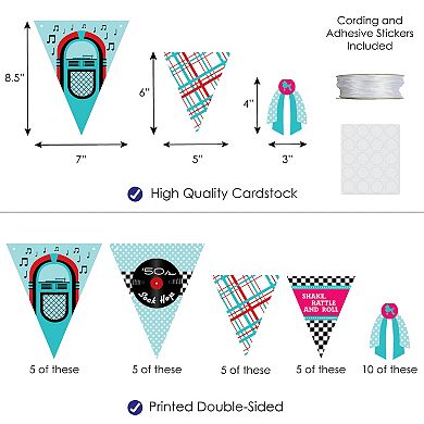 Big Dot Of Happiness 50's Sock Hop Diy 1950s Rock N Roll Party Triangle Banner 30 Pc