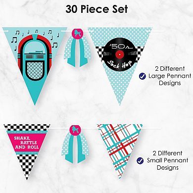 Big Dot Of Happiness 50's Sock Hop Diy 1950s Rock N Roll Party Triangle Banner 30 Pc