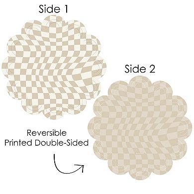 Big Dot Of Happiness Tan Checkered Party - Table Decorations - Paper Chargers - 12 Ct