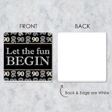 Big Dot Of Happiness Adult 90th Birthday - Gold - Funny Party Decor - Drink Coasters - 6 Ct