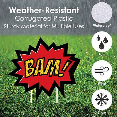 Big Dot of Happiness Bam Superhero - Comic Book Lawn Decor - Outdoor Party Yard Decor - 10 Pc