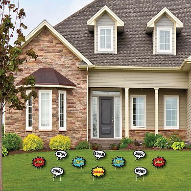 Big Dot of Happiness Bam Superhero - Comic Book Lawn Decor - Outdoor Party Yard Decor - 10 Pc