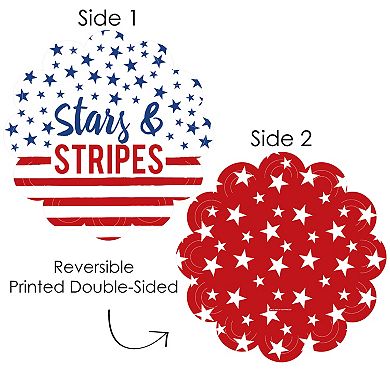 Big Dot Of Happiness Stars & Stripes Patriotic Party Table Decorations Paper Chargers 12 Ct