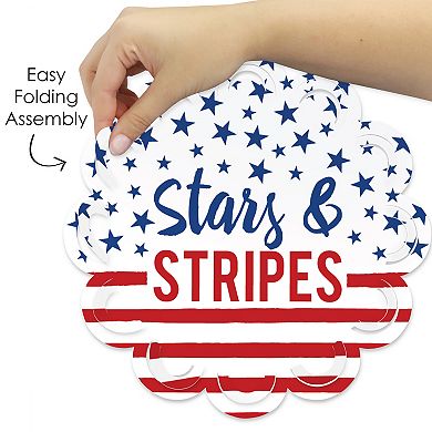 Big Dot Of Happiness Stars & Stripes Patriotic Party Table Decorations Paper Chargers 12 Ct