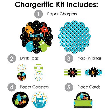 Big Dot Of Happiness Monster Bash Birthday Baby Shower Charger Chargerific Kit Setting For 8