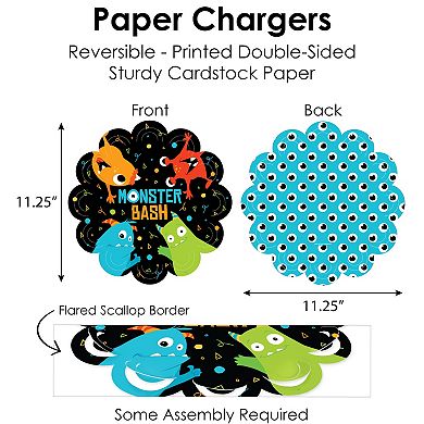 Big Dot Of Happiness Monster Bash Birthday Baby Shower Charger Chargerific Kit Setting For 8