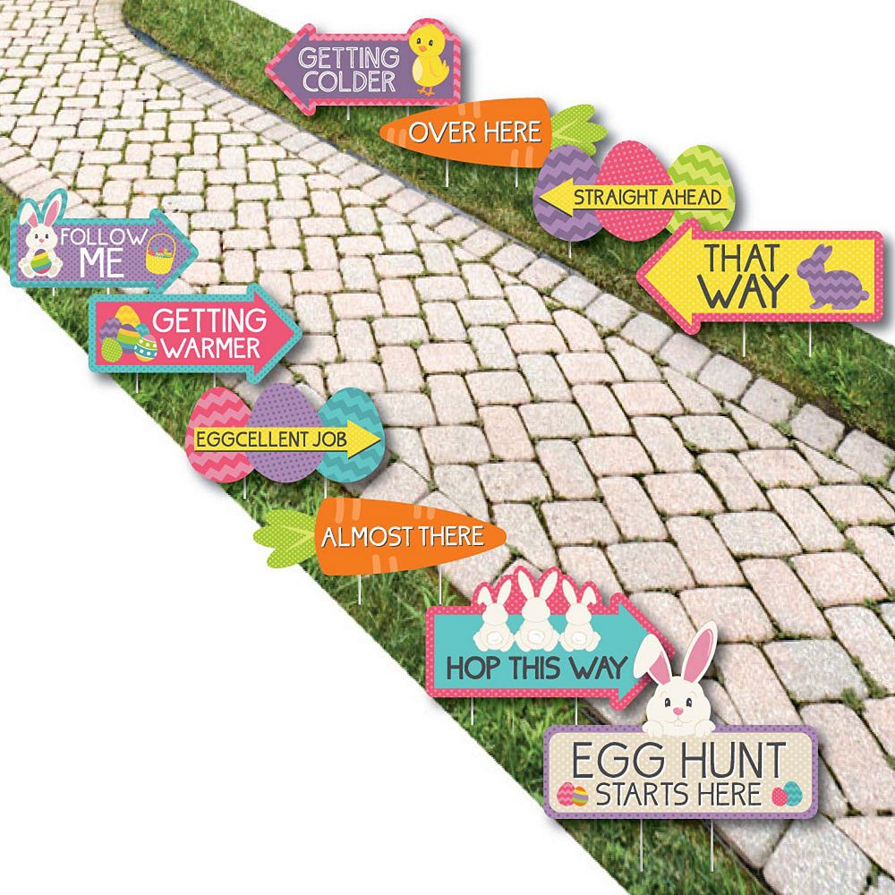 Big Dot of Happiness Easter Egg Hunt Arrow Yard Signs - Outdoor Easter ...