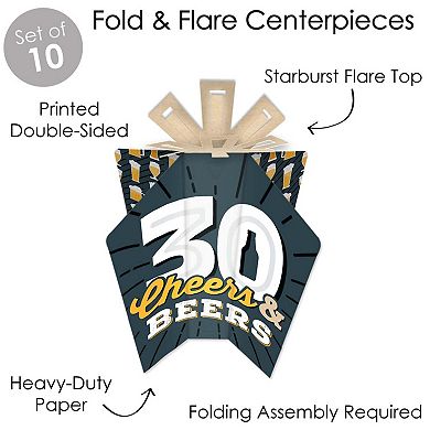 Big Dot Of Happiness Cheers & Beers To 30 Years - Decor Party Fold & Flare Centerpieces 10 Ct