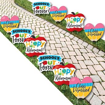 Big Dot of Happiness Teacher Retirement Lawn Decor Outdoor Retirement Party Yard Decor 10 pc