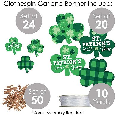 Big Dot Of Happiness Shamrock St. Patrick’s Day Party Decor Clothespin Garland Banner 44 Pc