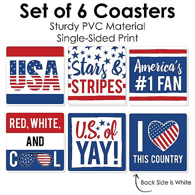 Big Dot Of Happiness Stars & Stripes - Usa Patriotic Party Decor - Drink Coasters - Set Of 6
