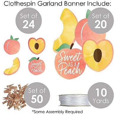 Big Dot Of Happiness Sweet As A Peach Baby Shower Or Birthday Clothespin Garland Banner 44 Pc
