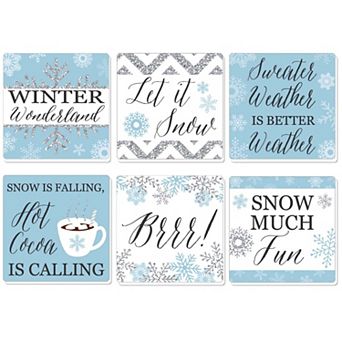 Big Dot Of Happiness Winter Wonderland - Snowflake Holiday Party Decor - Drink Coasters 6 ct
