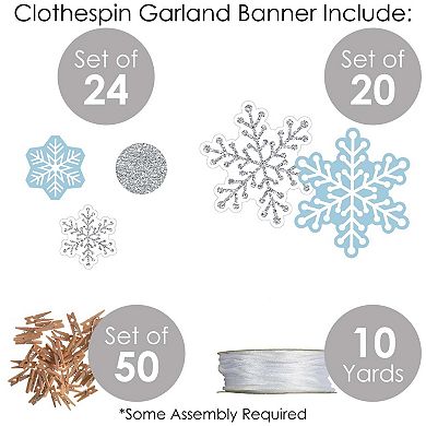 Big Dot Of Happiness Winter Wonderland - Snowflake Diy Decor Clothespin Garland Banner 44 Pc