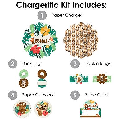 Big Dot Of Happiness Tropical Luau Beach Party Charger & Decor Chargerific Kit Setting For 8