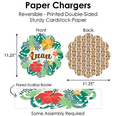 Big Dot Of Happiness Tropical Luau Beach Party Charger & Decor Chargerific Kit Setting For 8