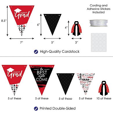 Big Dot Of Happiness Red Grad Best Is Yet To Come Party Decoration Triangle Banner 30 Pc
