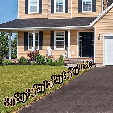 Big Dot of Happiness Adult 80th Birthday - Gold Lawn Outdoor Birthday Party Yard Decor 10 Pc
