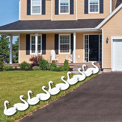 Big Dot of Happiness Swan Soiree - Lawn Decor - Outdoor White Swan Party Yard Decor - 10 Pc