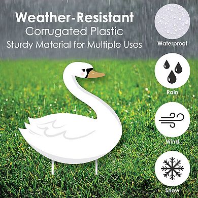 Big Dot of Happiness Swan Soiree - Lawn Decor - Outdoor White Swan Party Yard Decor - 10 Pc