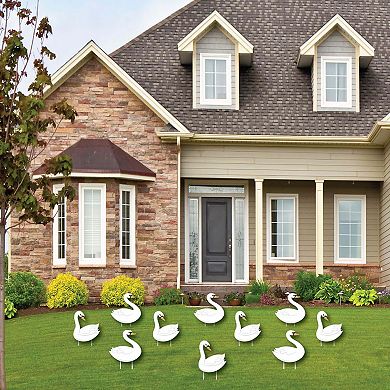 Big Dot of Happiness Swan Soiree - Lawn Decor - Outdoor White Swan Party Yard Decor - 10 Pc