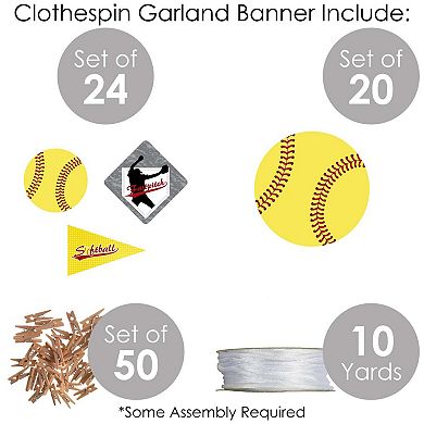 Big Dot Of Happiness Grand Slam Fastpitch Softball Party Clothespin Garland Banner 44 Pc