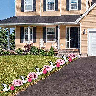Big Dot of Happiness Girl Special Delivery - Lawn Decor Outdoor Stork Party Yard Decor 10 Pc