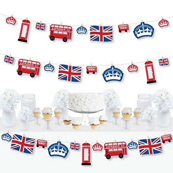 Big Dot Of Happiness Cheerio, London - Uk Party Diy Decor Clothespin Garland Banner - 44 pc