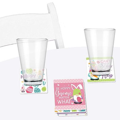 Big Dot Of Happiness Easter Gnomes - Funny Spring Bunny Party Decor - Drink Coasters - 6 Ct