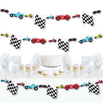 Big Dot Of Happiness Let's Go Racing Racecar Party Diy Decor Clothespin Garland Banner 44 pc