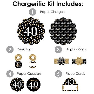 Big Dot Of Happiness Adult 40th Birthday Gold Paper Charger & Decor Chargerific Kit 8 Ct