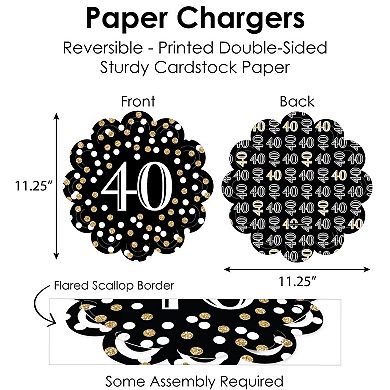 Big Dot Of Happiness Adult 40th Birthday Gold Paper Charger & Decor Chargerific Kit 8 Ct