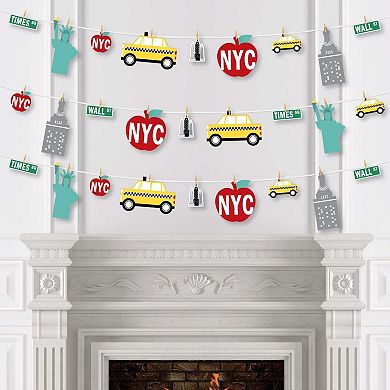 Big Dot Of Happiness Nyc Cityscape New York City Party Decor Clothespin Garland Banner 44 Pc
