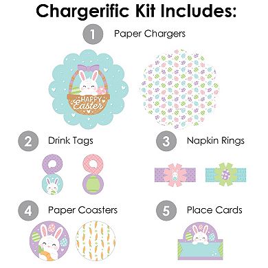 Big Dot Of Happiness Spring Easter Bunny Happy Easter Chargerific Kit Place Setting For 8