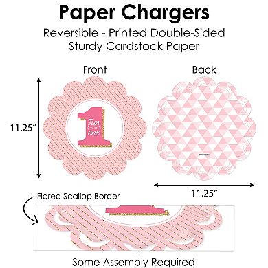 Big Dot Of Happiness 1st Birthday Girl Party Charger & Decor Chargerific Kit Setting For 8