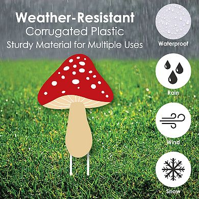 Big Dot of Happiness Wild Mushrooms Outdoor Red Toadstool Decor Party Yard Decorations 10 Pc