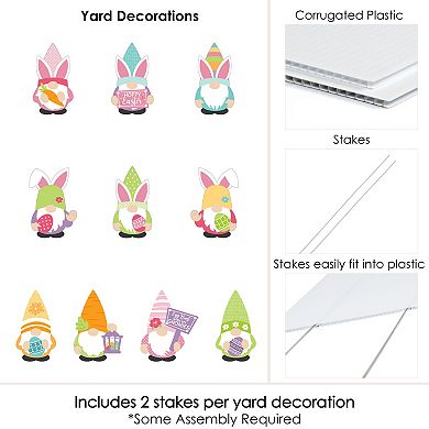 Big Dot of Happiness Easter Gnomes - Lawn Decor - Outdoor Spring Bunny Party Yard Decor 10 Pc